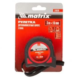 Рулетка Matrix Strong 3 м х 16 мм обрезиненный корпус