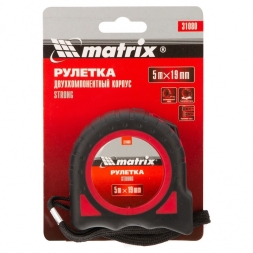 Рулетка Matrix Strong 5 м х 19 мм обрезиненный корпус