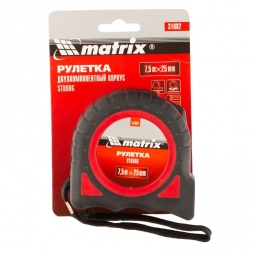 Рулетка Matrix Strong 7.5 м х 25 мм обрезиненный корпус