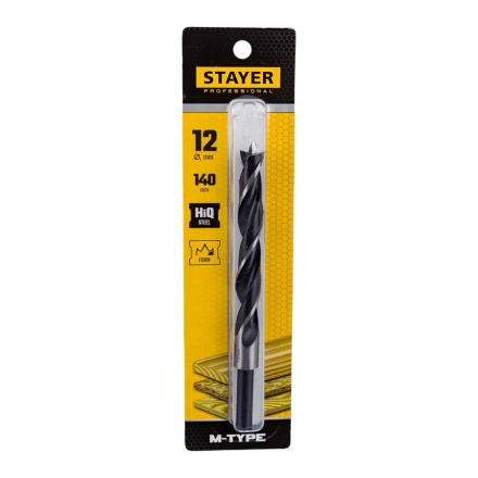 Сверло спиральное по дереву Stayer M-type М-образная заточка 12,0х140/85мм