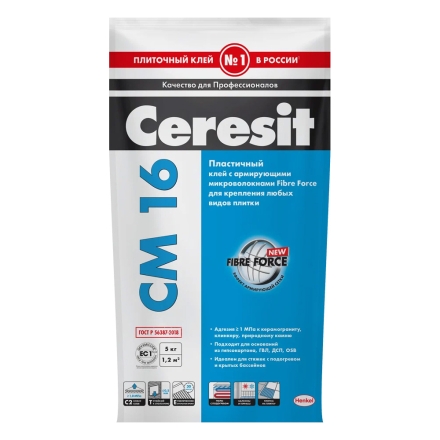 Клей плиточный эластичный для фасадов универсальный Ceresit СМ 16, 5 кг