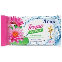 Влажные салфетки Aura Tropic Cocktail освежающие 15шт