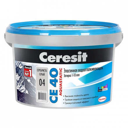 Затирка для швов Ceresit СE 40 Aquastatic №04 Серебристо-серый 2 кг