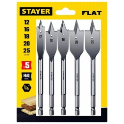 Набор сверл перовых по дереву Stayer Flat (D 12-16-18-20-25 мм)