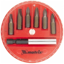 Набор бит и магнитный адаптер Matrix в пластиковом закрытом боксе 7 предметов