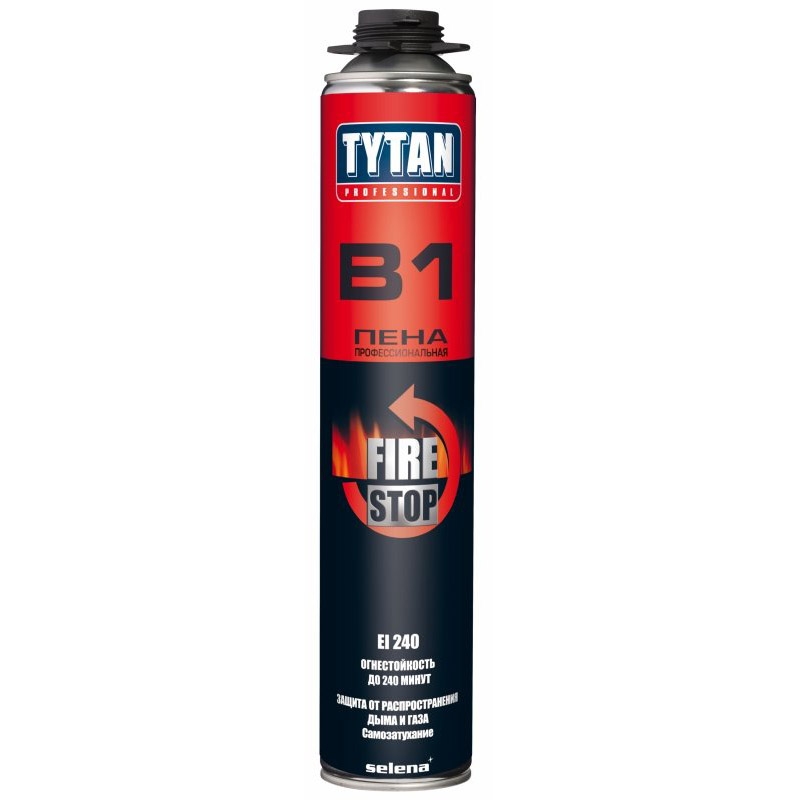 Пена монтажная Tytan B1 огнестойкая под пистолет 750 мл Пена монтажная Tytan B1 огнестойкая под пистолет 750 мл