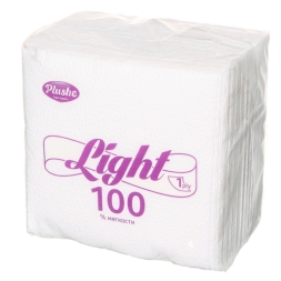 Салфетки Бумажные Plushe Light однослойные 90 листов белая пастель 225х225 мм