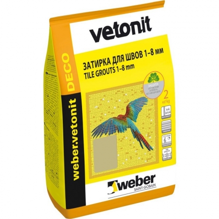 Затирка для швов Weber.Vetonit-Deco 1-8мм №6 серый 2 кг