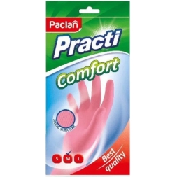 Перчатки Paclan Сomfort хозяйственные резиновые розовые размер M