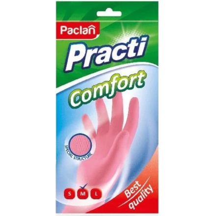 Перчатки Paclan Сomfort хозяйственные резиновые розовые размер M