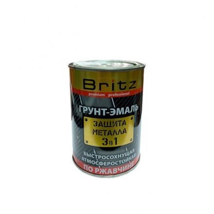 Грунт-Эмаль Britz защита металла 3 в 1 серая 0,9 кг