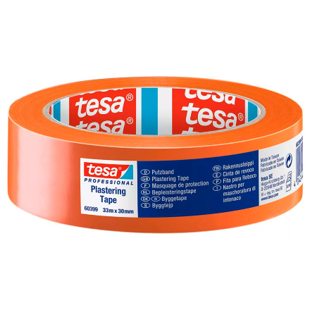 Лента малярная ПВХ Tesa для штукатурных работ оранжевая 130 мкм 30 мм 33 м (2 недели)