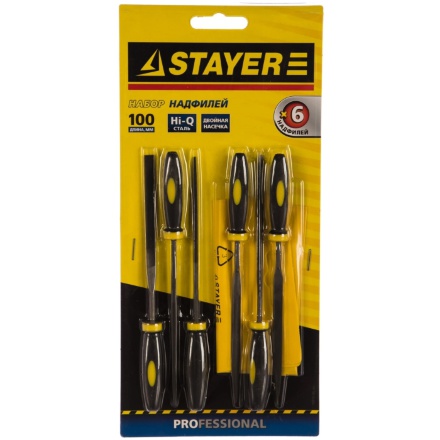 Набор надфилей Stayer в чехле с двухкомпонентной ручкой 150 мм 6 шт