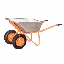 Тачка строительная Polyagro оранжевая 2-х колесная 90 л / 200 кг
